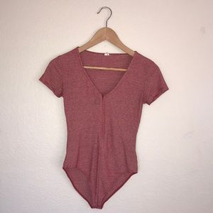 Red and white stripped body suit